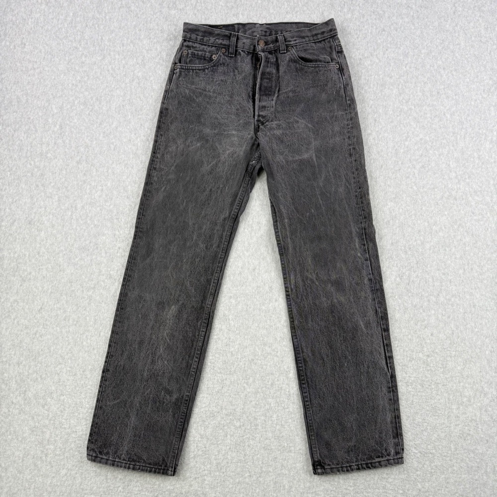 Vintage Levis Jeans Mens 30x30 Black 501 Button Fly Straight Faded Made In USA